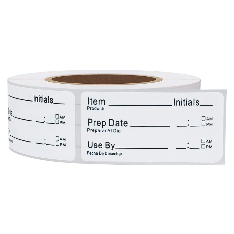 Hybsk 1 x 2 Inch Removable Shelf Life Labels for Food Rotation Use by Food Preparation Stickers Prep Date Total 500 Labels Per Roll (Black Font) - Image 4